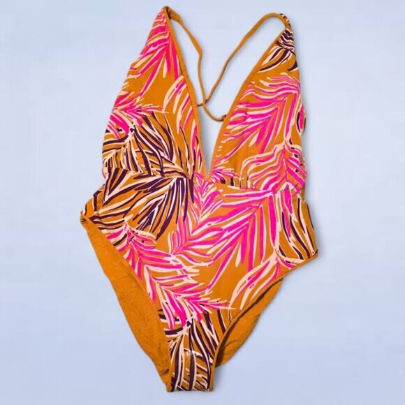 Maaji Reversible Safari Caramel‎ Brown V-Plunge One Piece Swimsuit - Size Large - Picture 5 of 9
